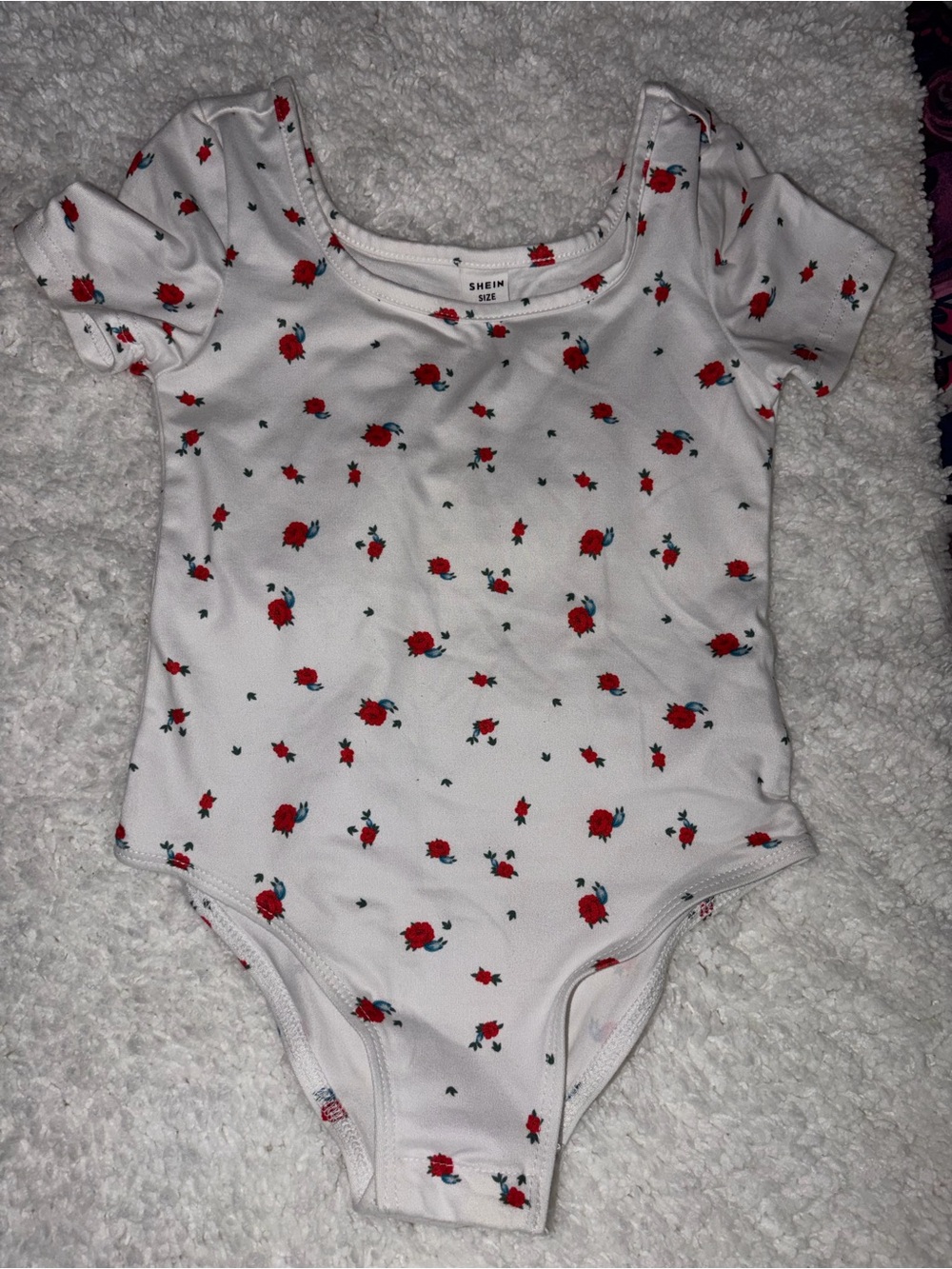 SHEIN White One-Piece with Red Floral Print